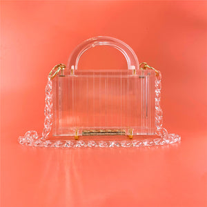 Transparent Striped Acrylic Evening Bag