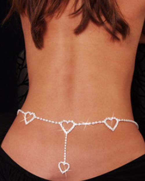 Sexy Glittery Silver Rhinestone Crystal Body Chain