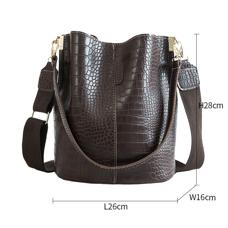 Large Capacity Alligator Bucket Bag