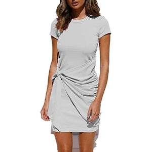 Summer Women Dress Self Tie Draped T-Shirt Dress