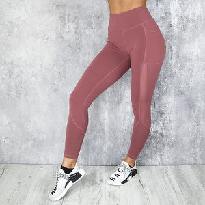 Pocket Solid Sport Yoga Pants High Waist