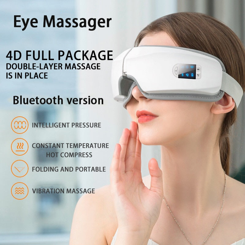 4D Smart Airbag Vibration Eye Massager Eye Care Instrumen Heating Bluetooth Music Relieves Fatigue And Dark Circles