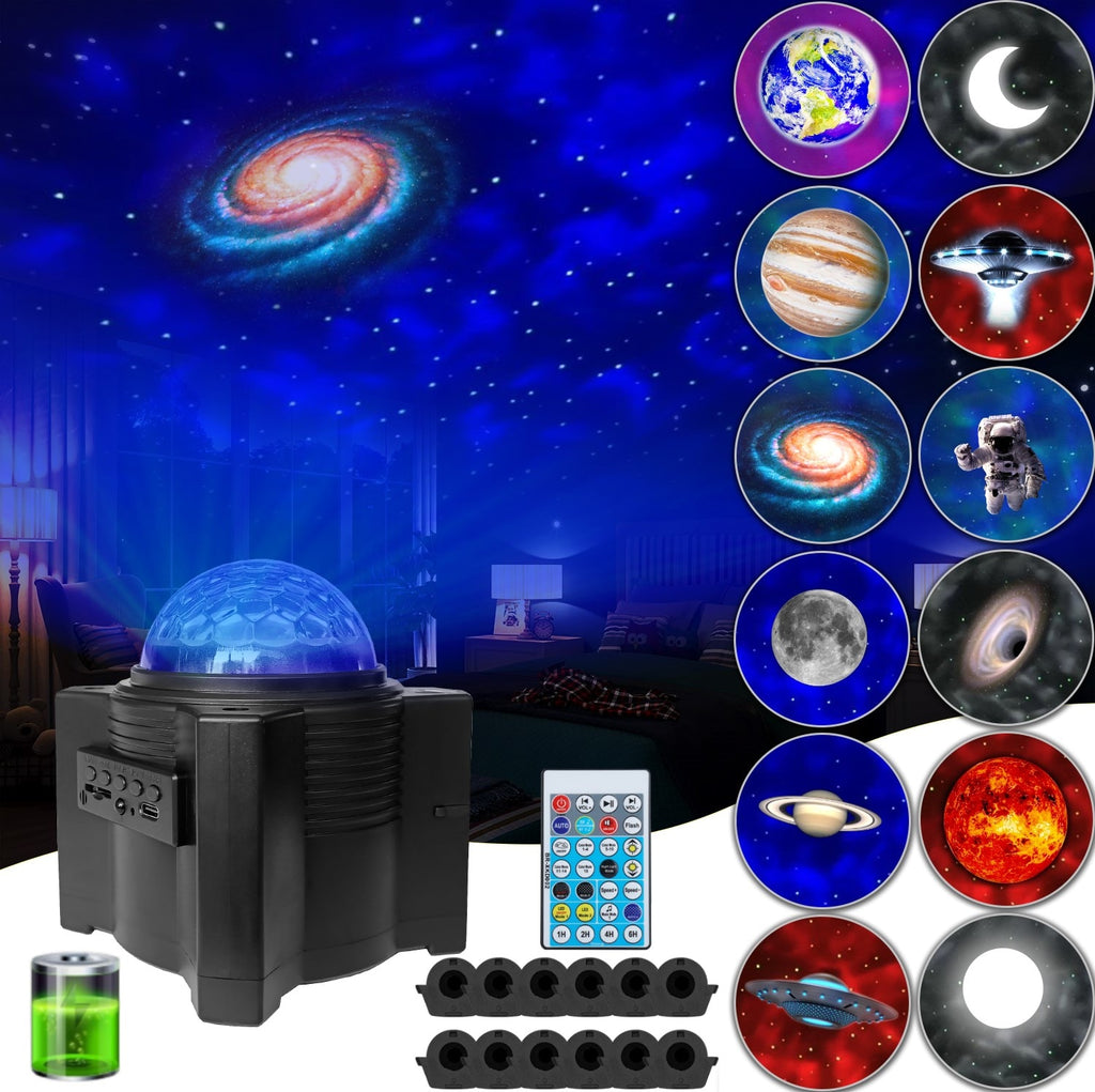 Rechargeable Galaxy Star Projector 12 Planet Moon Projector Sky Night Light Kids Projector for Bedroom Ceiling Room Decor