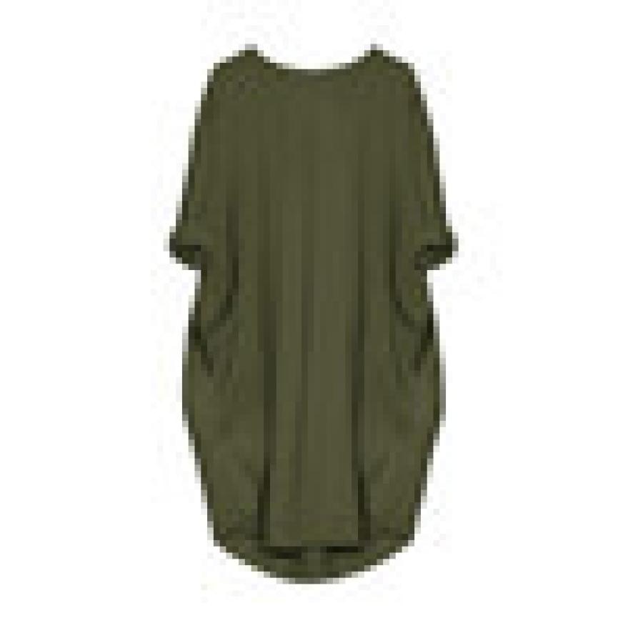 Feitong Plus Size Boho Womens Dress Ladies Casual Pocket Loose Dress Crew Neck Mini Tops Dress