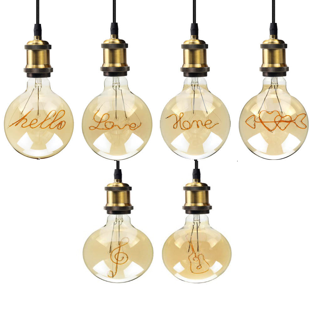 LED Filament Lamp Letter Lamp LOVE HOME HELLO Antique Lamp G125 Retro Modeling Lamp Edison Bulb