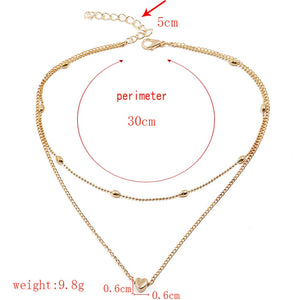 Necklace Heart shape Double Chain