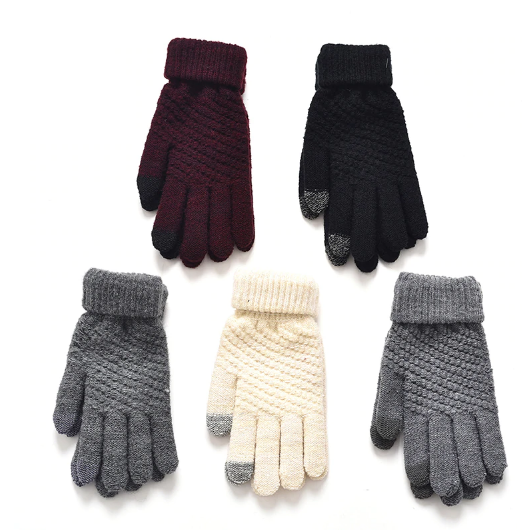 Miya Mona Hot Selling New Women Warm Winter Knitted Full Finger Gloves Mittens Girl Female Solid Woolen Gloves Screen Luvas