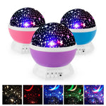 Novelty LED Rotating Star Projector Lighting Moon Starry Sky Children Baby Night Sleep Light Battery Emergency Projection Lamp