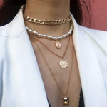 Punk Multi Layered Pearl Choker Necklace Collar