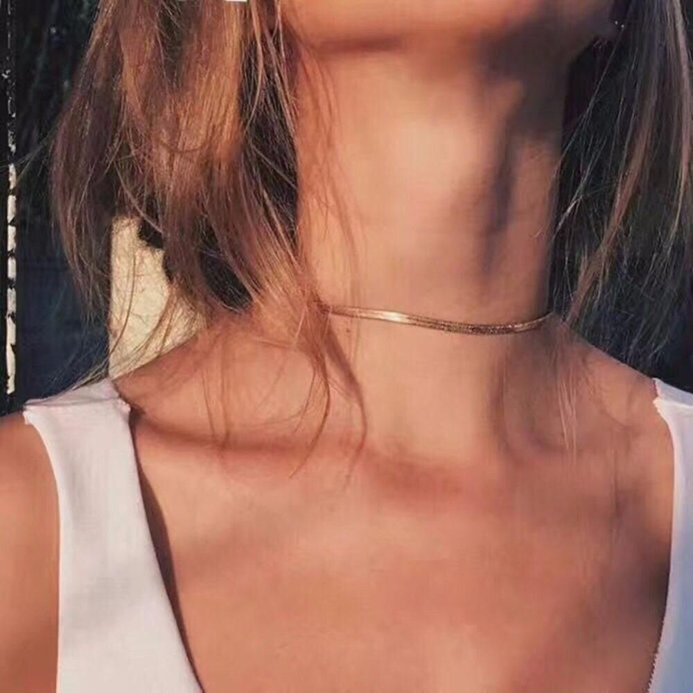 Gold Blade chain Choker Necklace