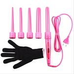 5 Part Interchangeable Hair Curling Iron Machine Ceramic Hair Curler Multi-size Roller Heat Resistant Glove Styling Set