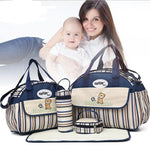 5 PCS/SET Baby Nappy Bags Diaper Bag Mother Shoulder Bag Fashion Maternity Mummy Handbag Waterproof Baby Stroller Bag