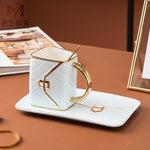 Gold-Painted Coffee Cup And Saucer Set Creative Bag Shape Snack Ceramic Saucer Mug