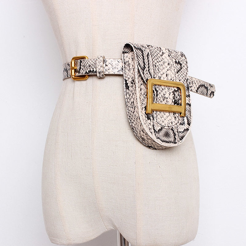 Fanny Pack Women Snake skin Belt Bag