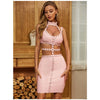 Women Sexy Sleeveless O Neck Cut Out Rivet Pink Bodycon Summer Dress  Fashion Female Club Casual Dress Vestidos