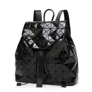 Women Backpack Luminous Geometric Plaid Sequin