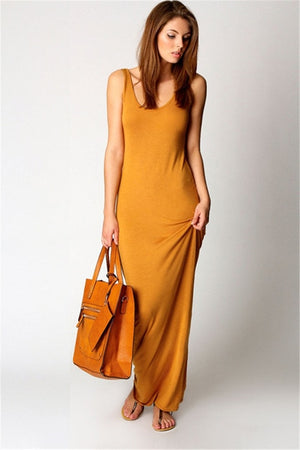 Elegant  Sexy Dress O-Neck Sleeveless Slim Maxi Dress