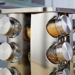 12Pc Kitchen Spice Jars Storage Rotatable Base