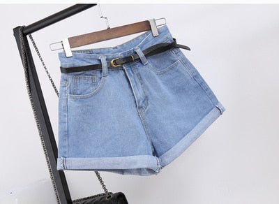 High Waist Women Jeans Denim Shorts Pockets