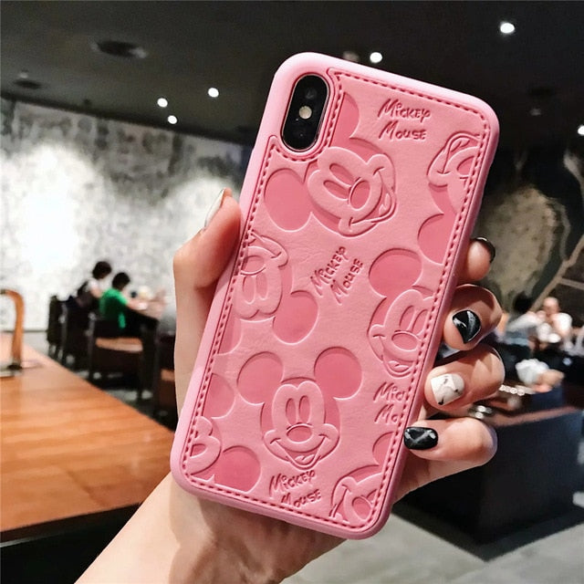 Mickey Minnie Mouse Leather Case For iPhone 8 7 6 6S Plus X Xs Max XR 3D