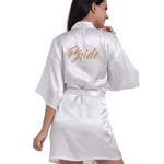 Bridal Party Robe Letter Bride on the Robe Back Women Short Satin