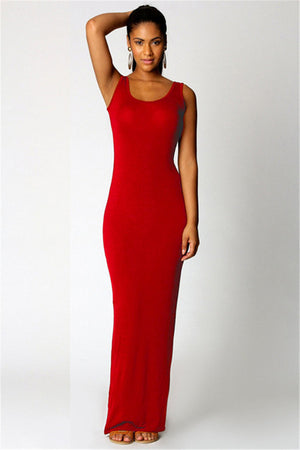 Elegant  Sexy Dress O-Neck Sleeveless Slim Maxi Dress