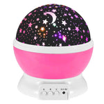 Novelty LED Rotating Star Projector Lighting Moon Starry Sky Children Baby Night Sleep Light Battery Emergency Projection Lamp