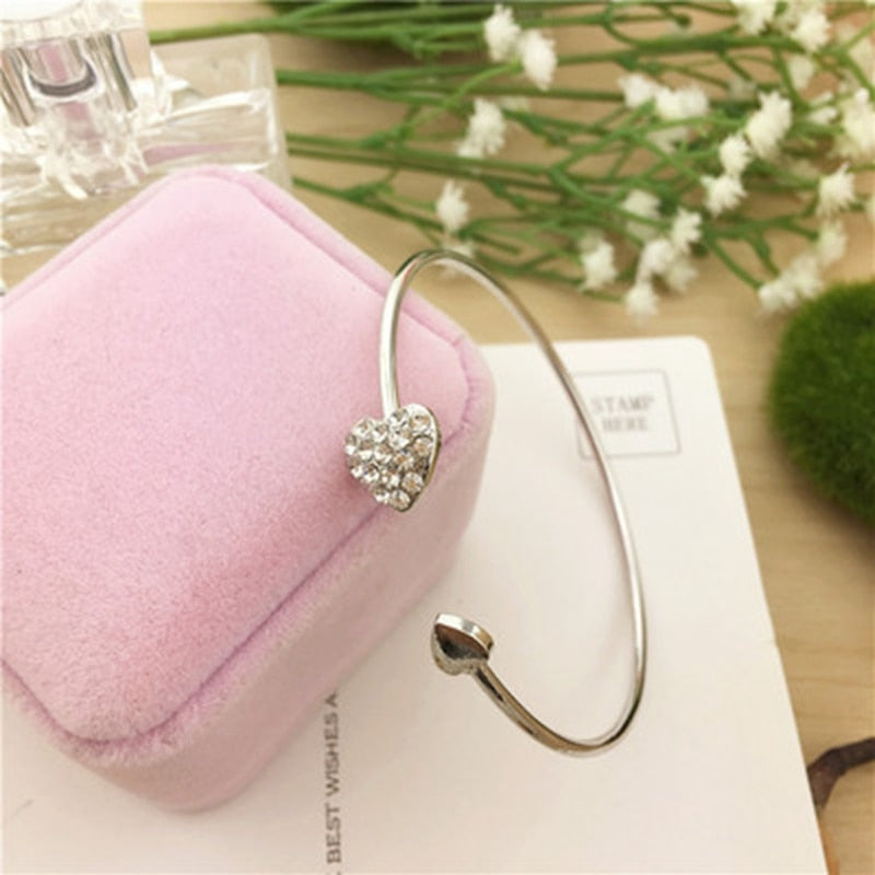 Crystal Double Heart Bow Bracelet