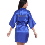 Bridal Party Robe Letter Bride on the Robe Back Women Short Satin