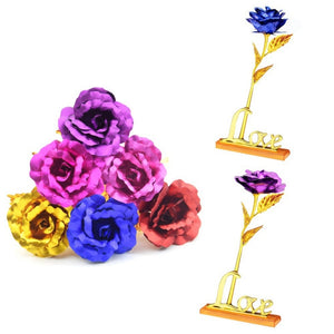 24K Foil Plated Rose Gold Rose Flower