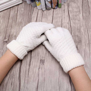 Miya Mona Hot Selling New Women Warm Winter Knitted Full Finger Gloves Mittens Girl Female Solid Woolen Gloves Screen Luvas