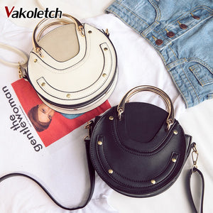 Mini PU Leather Handbag One Shoulder Cross-body Bag Small Round Package Women bag Messenger Bags