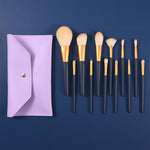 12PCS Natural Hair Makeup Brushes Foundation Powder Eyeshadow Eyebrow Brush Set Cosmetic Tool