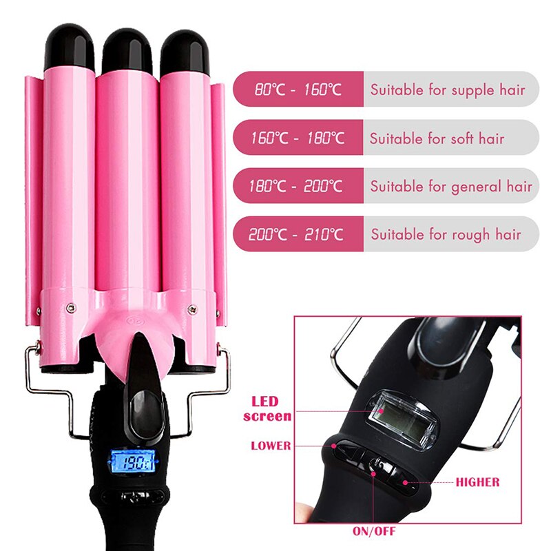 New Arrival Hair Curling Iron LED Ceramic Triple Barrel