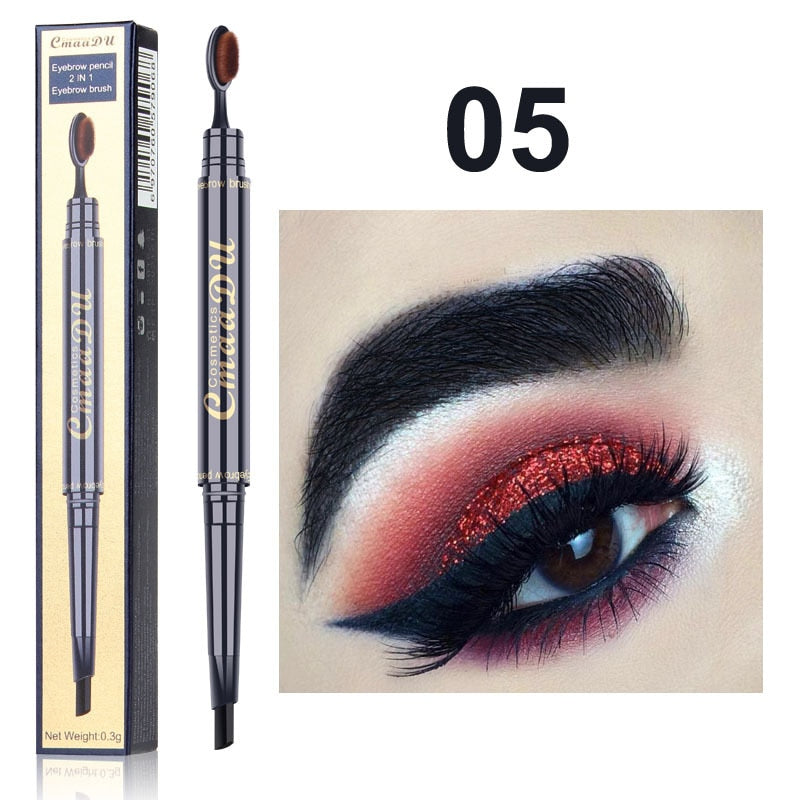 Double Eyebrow Pen with Brush Toothbrush Head