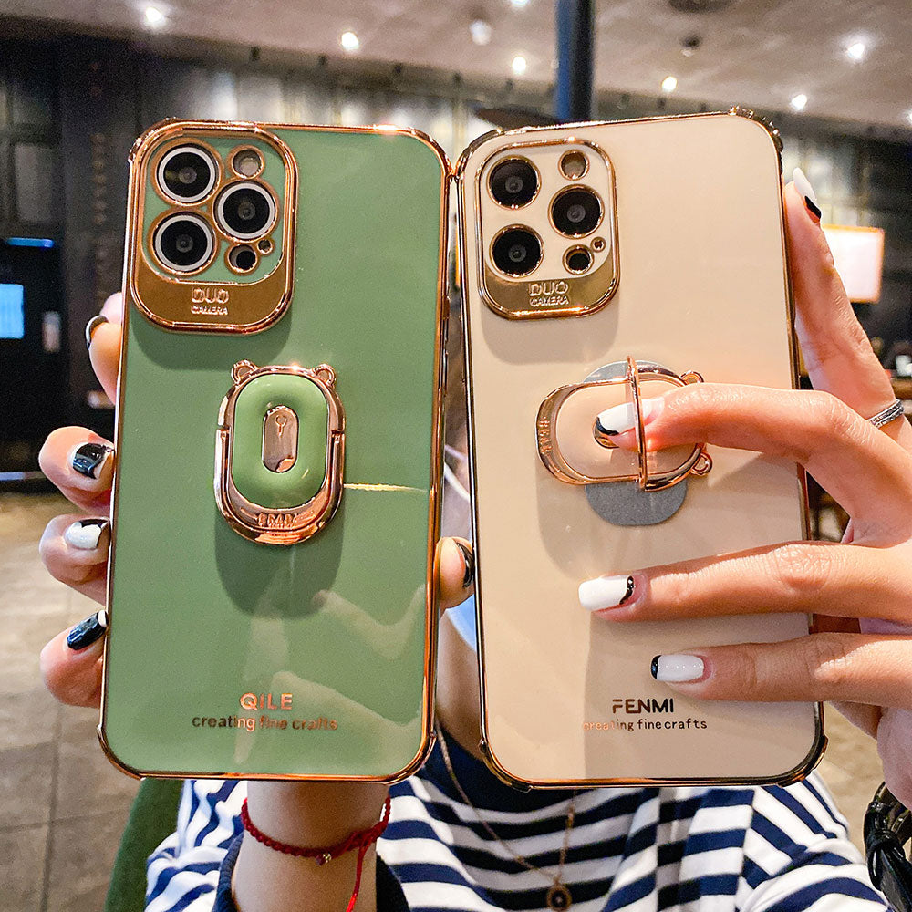 Boucho Luxury electroplating phone case for iphone 12 Pro MAX 11 Pro XS XR X SE 6 6s 7 8 plus 12Mini Phone Holder Ring Grip Case