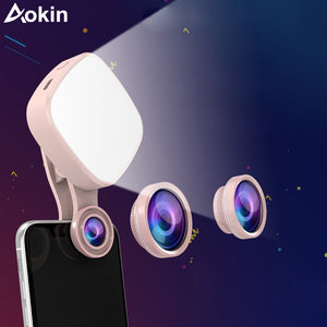 Selfie Ring Light with HD 3 in 1 Fisheye Wide Angle Macro Lens Flash Led Camera Phone Photography for iPhone Samsung Lens