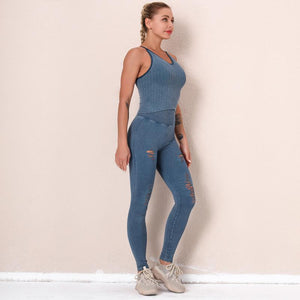 Yoga Suit Knitted Running Sports Fitness Suit