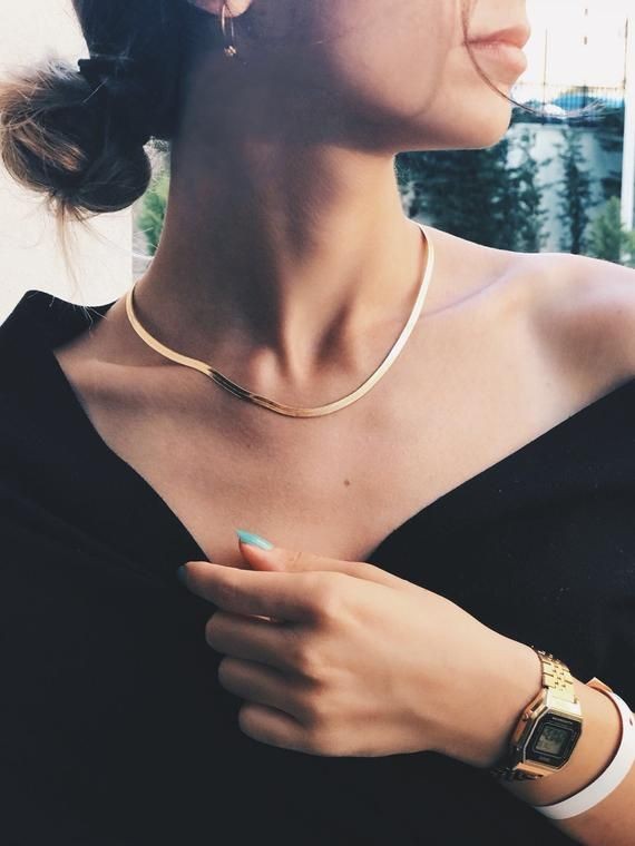 Gold Blade chain Choker Necklace