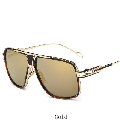 Oversized Men Sunglasses Brand Designer Women Flat Top Sun Glasses Square Point Male Mirror High Quality Five Style Female UV400