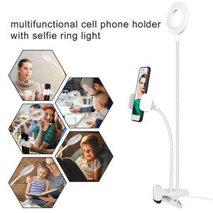 Photo Studio Selfie LED Ring Light with Cell Phone Mobile Holder for Youtube Live Stream Makeup Camera Lamp for iPhone Android