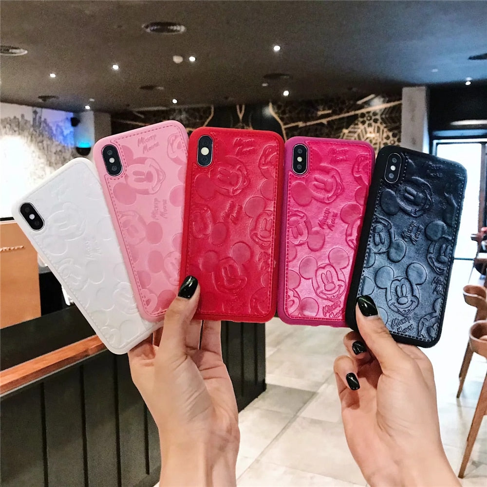 Mickey Minnie Mouse Leather Case For iPhone 8 7 6 6S Plus X Xs Max XR 3D