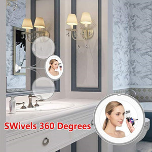 360 Degree Rotation 10X Magnifying LED Makeup Mirror