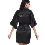 Bridal Party Robe Letter Bride on the Robe Back Women Short Satin