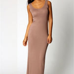 Elegant  Sexy Dress O-Neck Sleeveless Slim Maxi Dress