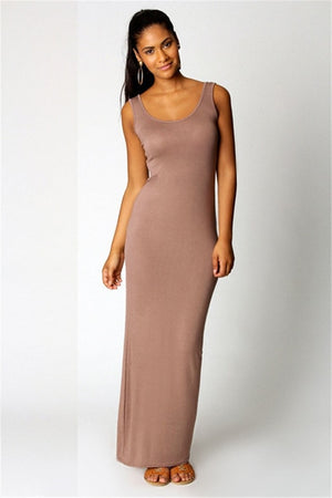 Elegant  Sexy Dress O-Neck Sleeveless Slim Maxi Dress