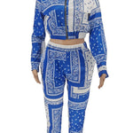 Paisley Bandana Print Two 2 Piece Set Women Fitness Sweatsuit Zipper Up Sweatshirt + Jogger Pants Set Tracksuit Vintage Outfits