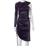 Satin Ruched Drawstring Bodycon Dress