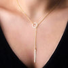 Circle Lariat Necklace Long Strip Pendant