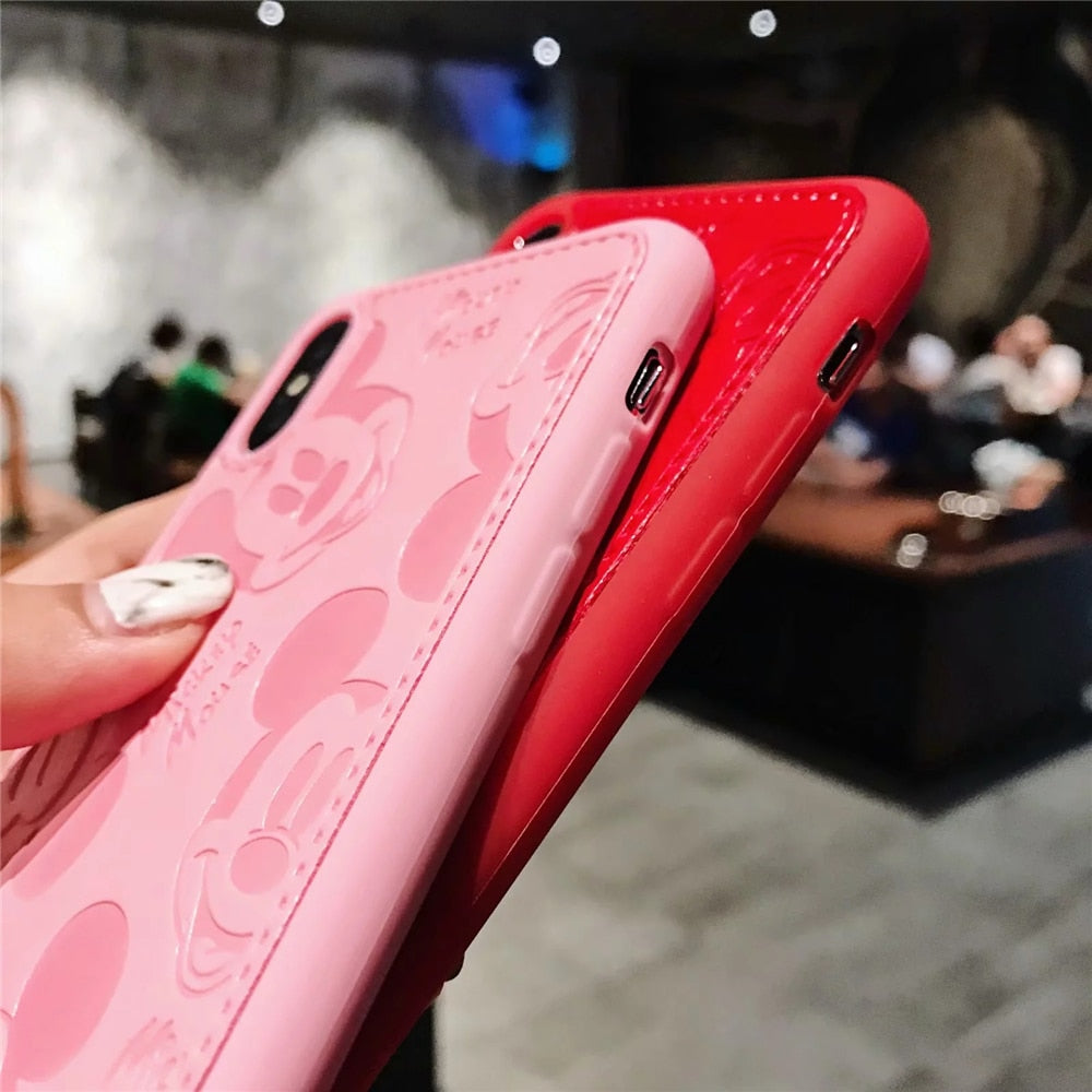 Mickey Minnie Mouse Leather Case For iPhone 8 7 6 6S Plus X Xs Max XR 3D